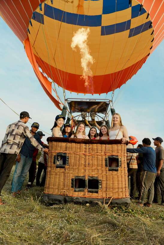 Angkor Stunning Hot Air Balloon - Looking down on Bakong and Lolei