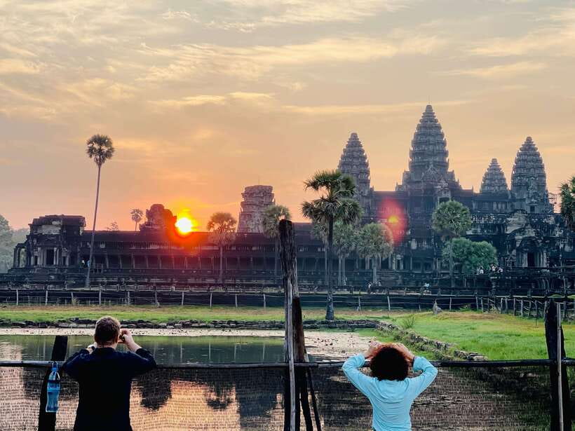 Angkor Wat Sunrise Tour in Siem Reap Small-Group - Sunrise across Angkor Wat’s causeway