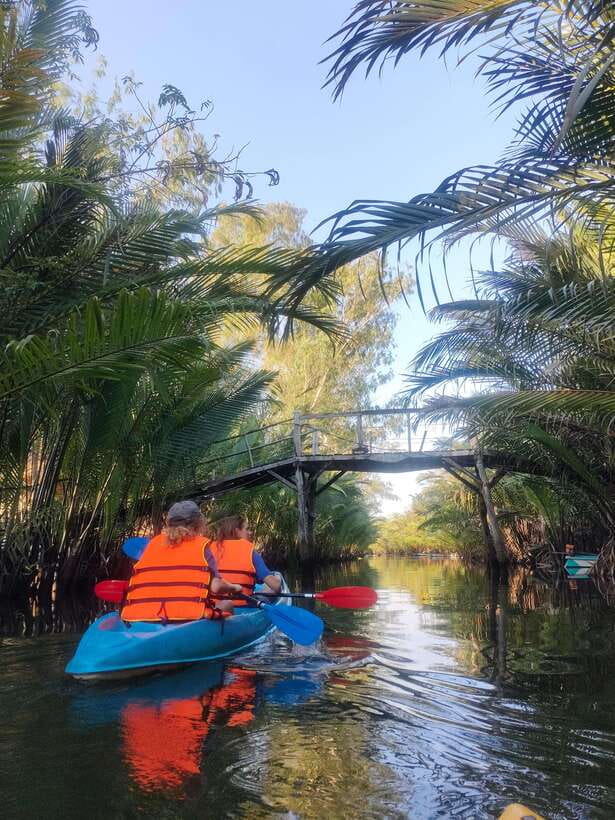 Kayaking tour around green cathedral - Swimming, Fruit, and Beer at Sunset