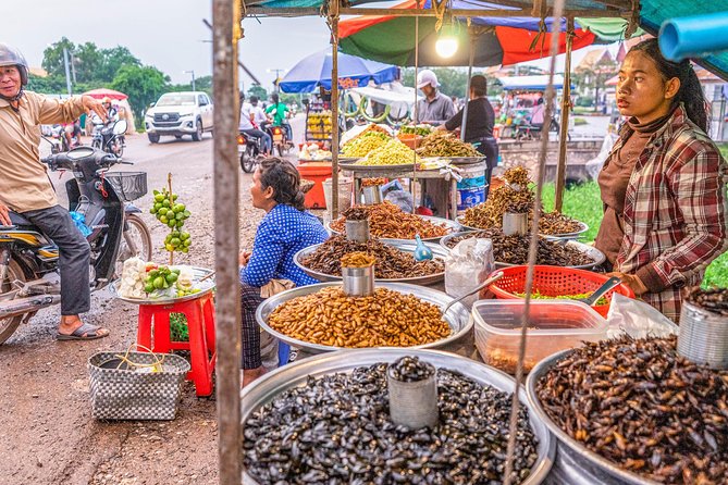 Siem Reap Evening Foodie Vespa Tour / Tuk Tuk Available - Fruit, spring rolls, tofu, snails, and Cambodian noodles