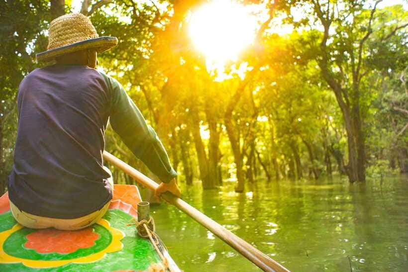 Sunset Over the Tonle Sap Lake and Visit Floating Village - The crocodile farm and tourist reality